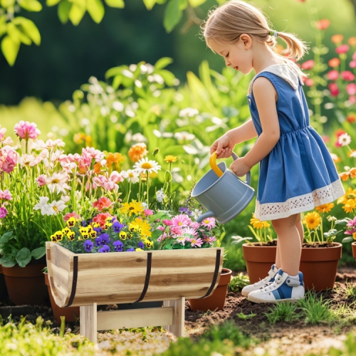 Jardinière d'extérieur en bois avec pattes pour fleurs, fines herbes, légumes et fruits