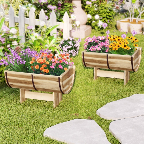 Jardinière d'extérieur en bois avec pattes pour fleurs, fines herbes, légumes et fruits