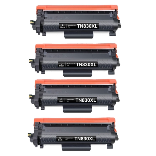 Toner4u - 4Pack Compatible TN830 Toner Cartridge for Brother TN830XL, HL-L2460DW, HL-L2420DW, DCP-L2640, MFC-L2760DW MFC-L2820DW