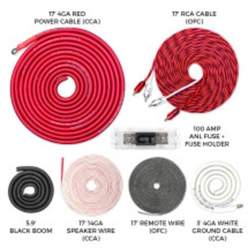 Trousse de câblage pour amplificateur CCA 1250 W AMPKIT-4GA-PRO de calibre 4 de CT Sounds