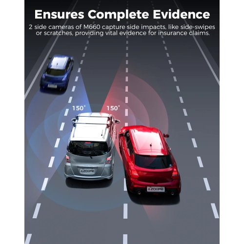 AZDOME M660 4CH 360° Dash Cam 5G WiFi GPS 2K/1080P 24H Parking Mode 128GB eMMC Built in Memory