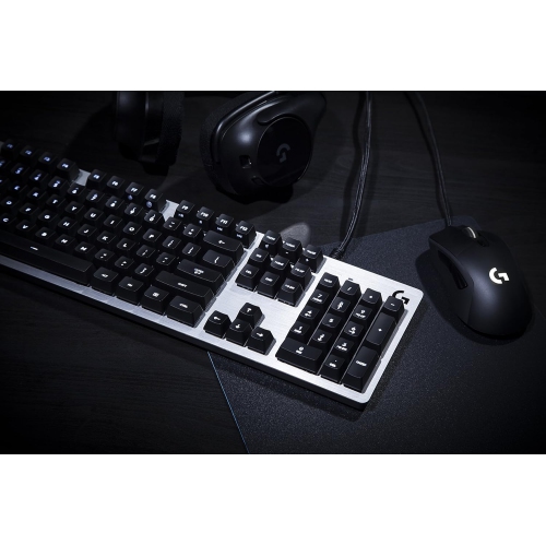 Remis à neuf - Clavier de jeu mécanique G413 de Logitech, commutateurs Romer-G - Avec fil - Argenté (920-008348)