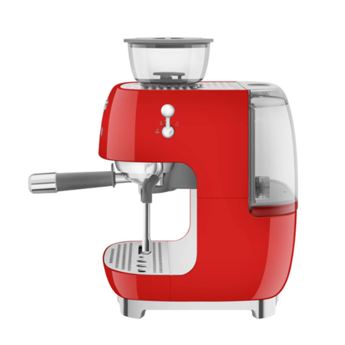 Open Box-Smeg Manual Espresso Coffee Machine with Frother & Coffee Grinder EGF03RDUS- Red