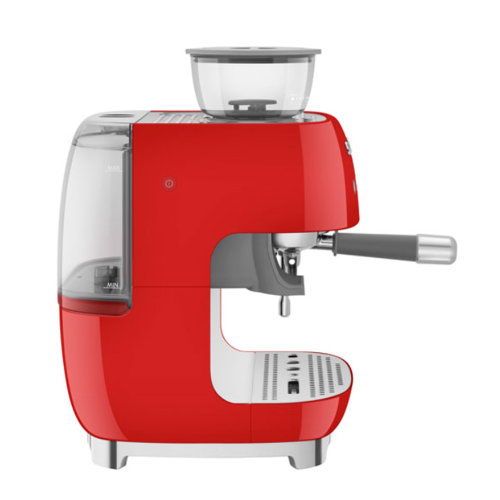Open Box-Smeg Manual Espresso Coffee Machine with Frother & Coffee Grinder EGF03RDUS- Red
