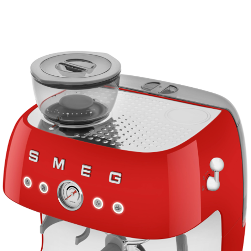 Open Box-Smeg Manual Espresso Coffee Machine with Frother & Coffee Grinder EGF03RDUS- Red