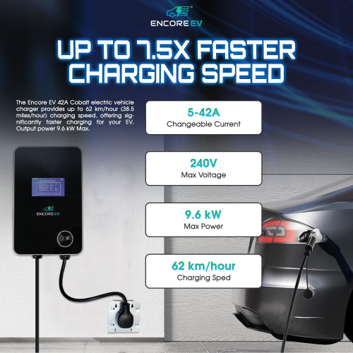 Chargeur de véhicule électrique Encore EV 42&nbsp;A, chargeur pour véhicule électrique Cobalt 240&nbsp;V de niveau 2 avec grand écran LCD, prise