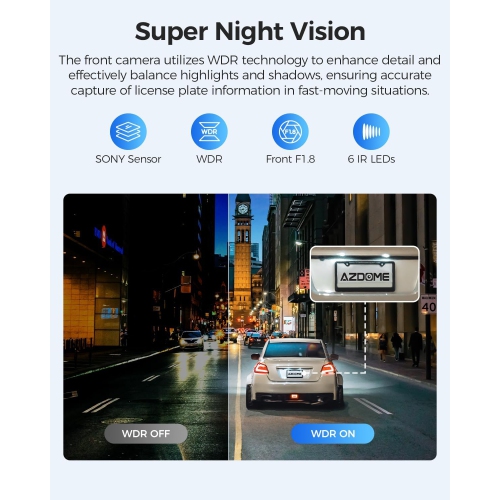 AZDOME M550 Pro 5G WiFi 3 Channel Dash Cam Built-in GPS, with 64GB Card, 2.5K+1080P+1080P , IR Night Vision
