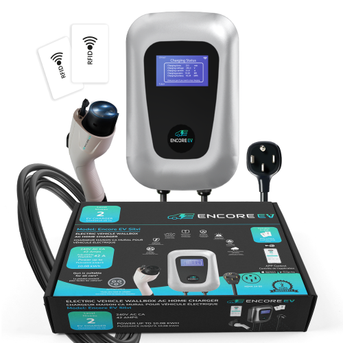 Encore EV 42A Electric Vehicle Charger, Silvi 240V Level 2 EV Charger with Large LCD Screen, WiFi App Control ETL Certified NEMA 14-50 plug,