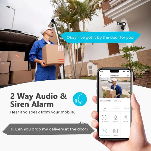 ZAFRO Floodlight Camera, Motion Sensor Outdoor Lights, 1650LM LED, 2K HD Outdoor Security Camera, Two-Way Audio,120° Wide View, Waterproof, 110dB