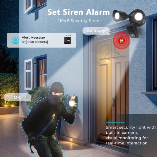 ZAFRO Floodlight Camera, Motion Sensor Outdoor Lights, 1650LM LED, 2K HD Outdoor Security Camera, Two-Way Audio,120° Wide View, Waterproof, 110dB