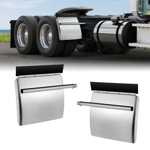 VEVOR 1 Pair Stainless Steel Quarter Fenders for Semi Trucks, 24" x 24" Semi Truck Fenders with Tube Bracket, Right & Left Quarter Fender Set, Fit