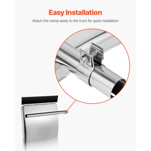 VEVOR 1 Pair Stainless Steel Quarter Fenders for Semi Trucks, 24" x 24" Semi Truck Fenders with Tube Bracket, Right & Left Quarter Fender Set, Fit