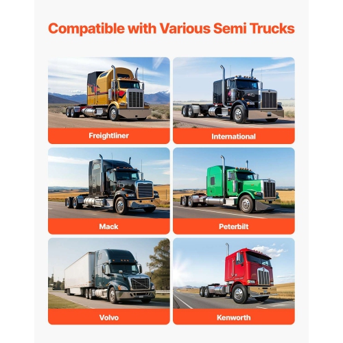 VEVOR 1 Pair Stainless Steel Quarter Fenders for Semi Trucks, 24" x 24" Semi Truck Fenders with Tube Bracket, Right & Left Quarter Fender Set, Fit