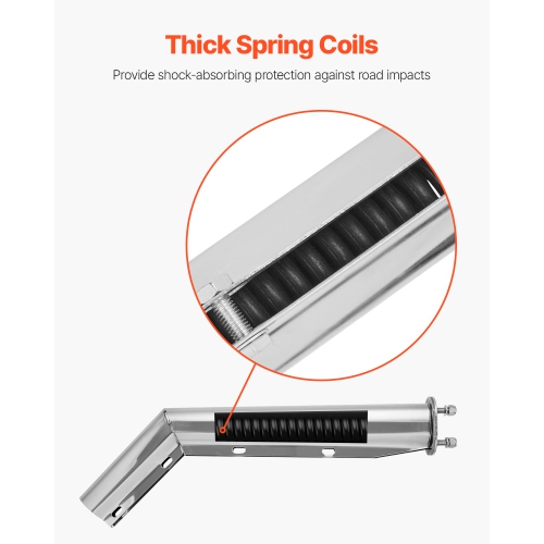 VEVOR 1 Pair Stainless Steel Angled Spring Loaded Mud Flap Hangers, 2-1/2" Bolt Spacing Mudflap Hangers, Heavy Duty Semi Truck Mud Flap Hanger Set