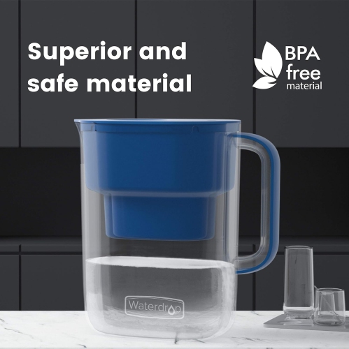 Waterdrop 200-Gallon Long-Life Lucid 10-Cup Water Filter Pitcher, NSF Certified, 5X Times Lifetime, Reduces PFAS, PFOA/PFOS, Fluoride, Chlorine and
