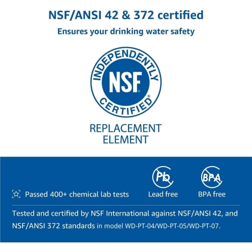 Filtres de rechange certifiés NSF WD-PF-01 A Plus d'Waterdrop pour pichet et système de filtration du distributeur