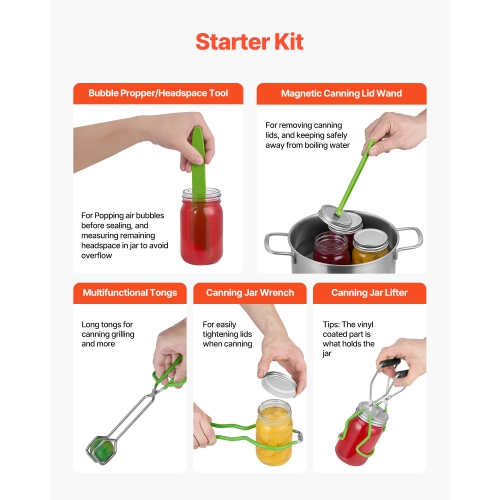 VEVOR 9 Pieces Canning Supplies Starter Kit, Stainless Steel Water Bath Canning Kit for Beginners, Canning Tools Set: Ladle, Measuring Spoon & Cup,