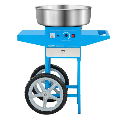 VEVOR 1000W Electric Cotton Candy Machine with Cart, Commercial Candy Floss Maker with 20.5 in Stainless Steel Bowl, Sugar Scoop, and Drawer, Easy to