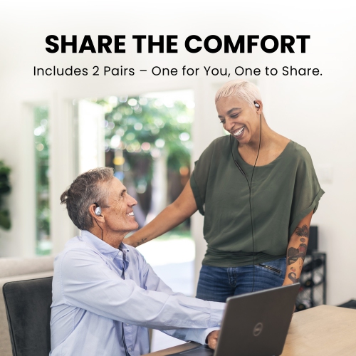 Avantree Resolve – 2 Pack Wired Open-Ear Earbuds w/Inline Mic, Comfort Fit, Aware Listening, Over-Ear Hook Headphones for Office, Home, Outdoor Use,