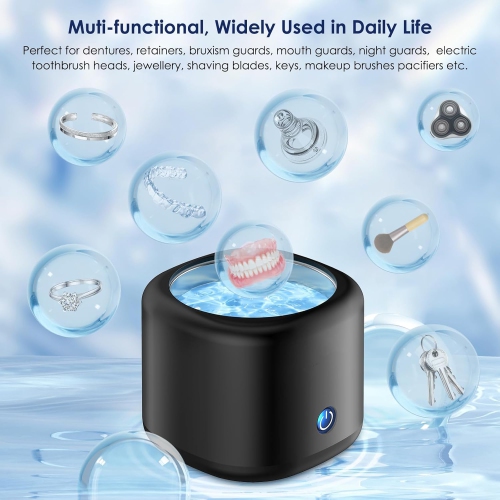 Ultrasonic Cleaner for Dentures, Invisalign, Mouth Guard, Aligner, Whitening Trays, 43kHz 180ML Portable