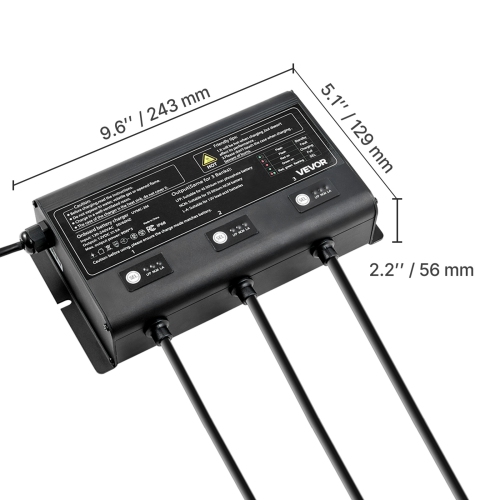 VEVOR 5A Marine Battery Charger, 3-Bank, 12V Onboard Boat Charger, IP68 Waterproof Smart On-Board Battery Charger, for Lithium-Ion, NCM, Lead-Acid