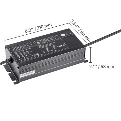 VEVOR 10A Marine Battery Charger, 1-Bank, 12V Onboard Boat Charger, IP68 Waterproof Smart On-Board Battery Charger, for Lithium-Ion, NCM, Lead-Acid