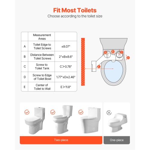 VEVOR 0.3’’ Bidet Attachment for Toilet, Hot & Cold Non-Electric Water Sprayer - Dual Retractable Nozzles, Adjustable Water Pressure, Ultra Thin