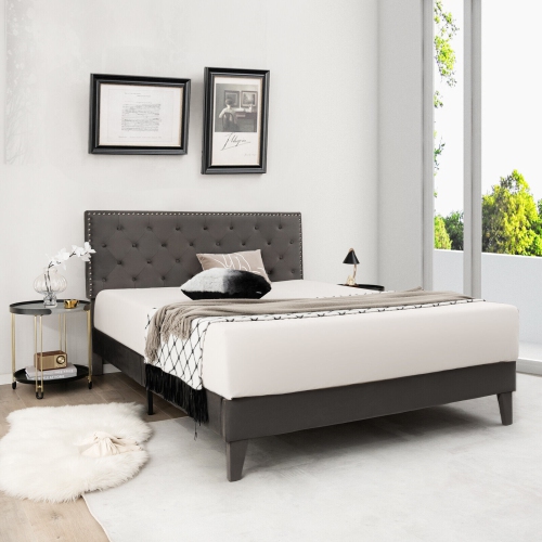 Upholstered Platform Bed with Tufted Headboard for Modern Bedroom Style