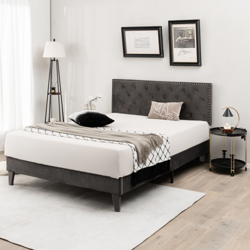 Upholstered Platform Bed with Tufted Headboard for Modern Bedroom Style