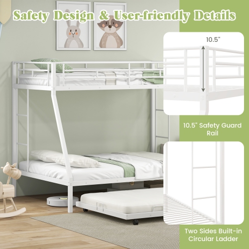 Space-Saving Bunk Bed with Trundle Bed for Extra Sleeping Space