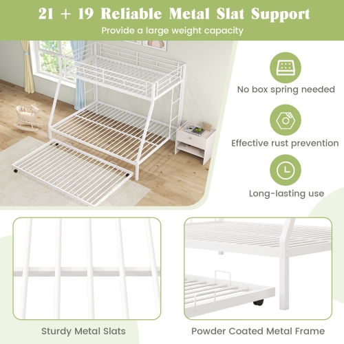 Space-Saving Bunk Bed with Trundle Bed for Extra Sleeping Space