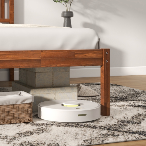 Bed Frame with Wood Construction, Headboard, and Slat Support