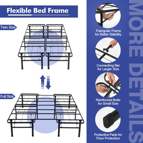 Metal Folding Platform Bed Frame for Indoor Use by Kids and Adults