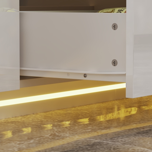 Famapy Elegant 16-Drawer White Kitchen Island with LED Lighting – Ample Storage, Soft-Close Drawers & UL-Certified Plug,, White