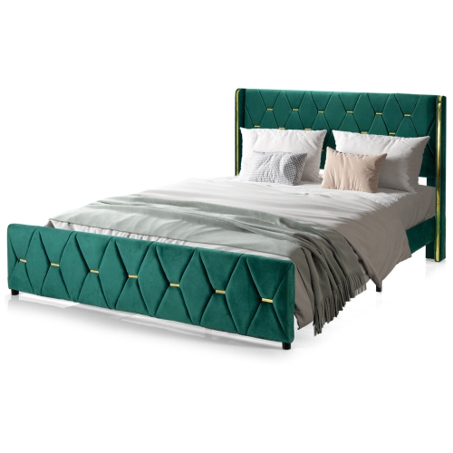 Upholstered Platform Bed Frame with Adjustable Padded Headboard