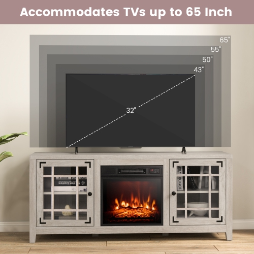 Fireplace TV Stand with Built-In Electric Heater and Remote Control