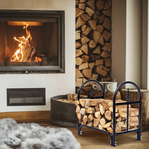 Support de rangement extérieur en bois de chauffage avec construction en acier durable