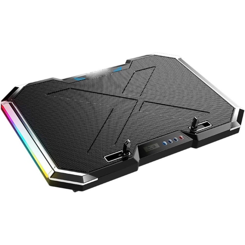 Gaming Laptop Cooler with Six Fans, LED Screen, Dual-Port RGB Lighting, Cooling Pad, Laptop Stand for 12-17 Inch Laptops