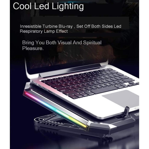 Gaming Laptop Cooler with Six Fans, LED Screen, Dual-Port RGB Lighting, Cooling Pad, Laptop Stand for 12-17 Inch Laptops