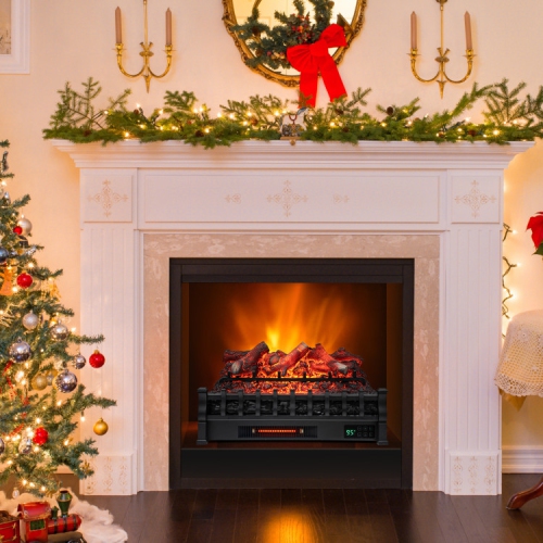 Foyer électrique avec télécommande et lit en bûches en bois de citron
