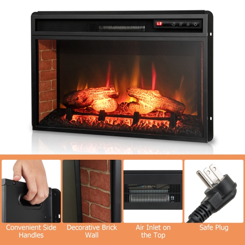 Infrared Electric Fireplace Insert with Remote Control and Adjustable Flame