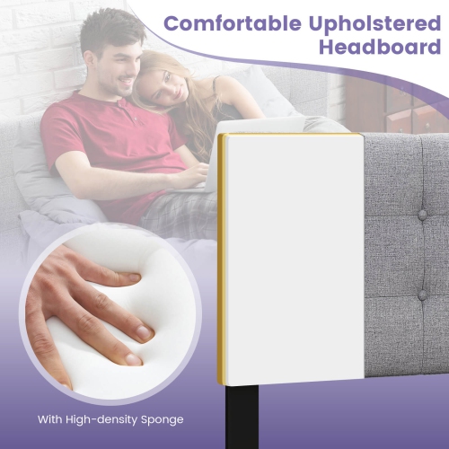 Tête de lit recouverte de lin avec pattes robustes en hévéa