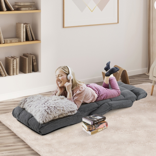 Fauteuil de plancher inclinable avec 6 positions réglables, accoudoirs et repose-pieds