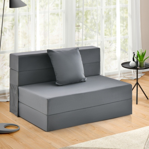 Space-Saving Tri-Fold Sofa Bed with Comfortable Mattress and Pillow
