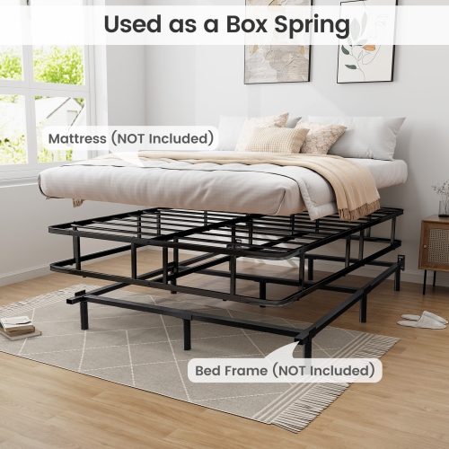 Bed Frame with Reinforced Metal Slats for Bedroom Use