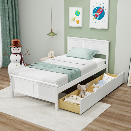 Bed Frame with Built-In Storage Drawers for Bedroom Organization