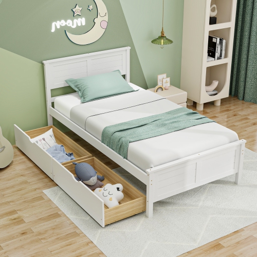 Bed Frame with Built-In Storage Drawers for Bedroom Organization