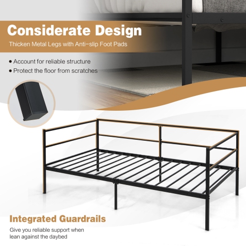 Metal Daybed Frame for Living Room or Bedroom Sleeping and Seating Space