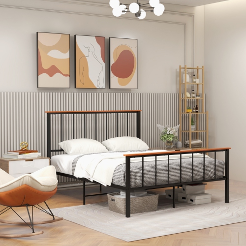 Wooden Bed Frame with Headboard and Foot board for Modern Bedrooms