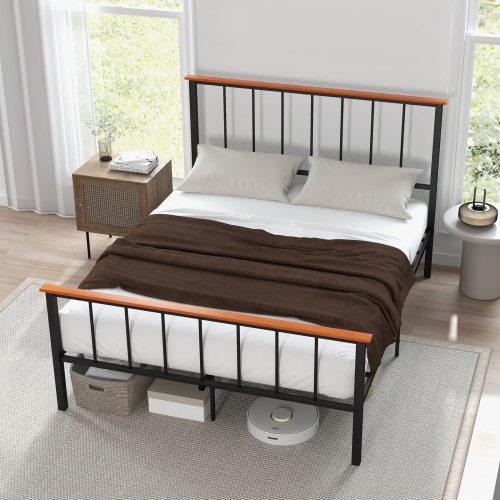 Wooden Bed Frame with Headboard and Foot board for Modern Bedrooms
